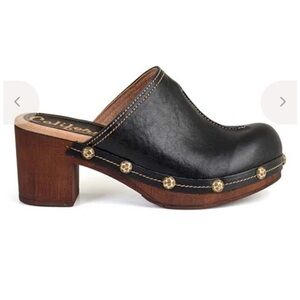 Black Leather Clogs